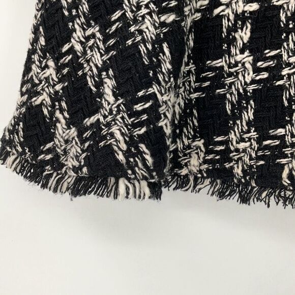 Zara Black White Houndstooth Tweed 3/4 Sleeve Blouse Top Medium - Picture 6 of 9